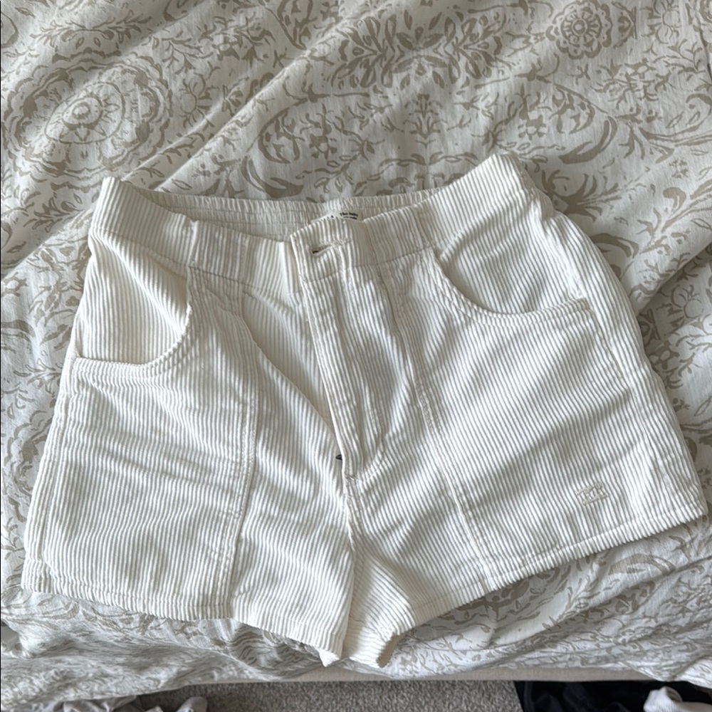 Women's White Corduroy Shorts
